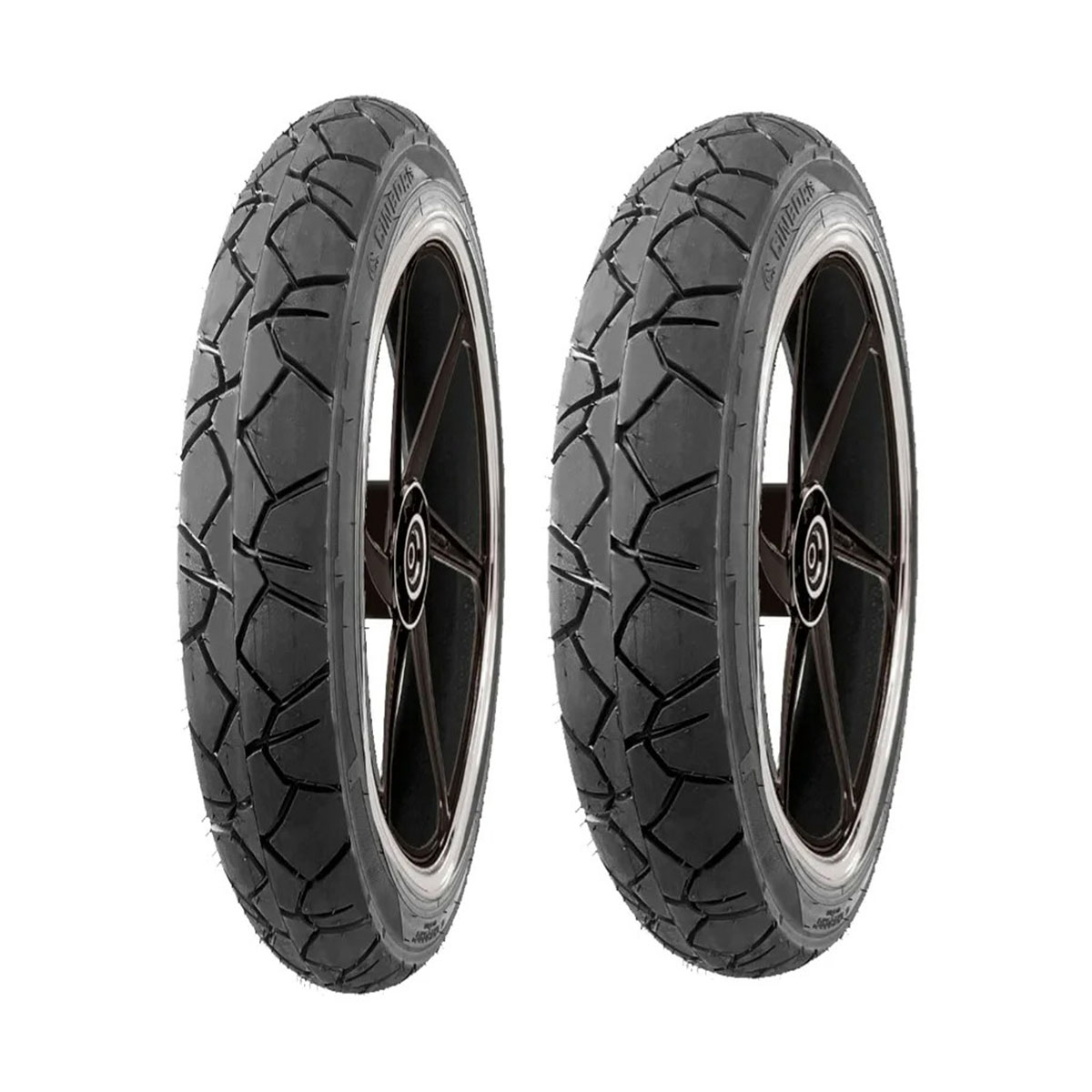 Par de Pneus 130/80-18 + 90/90-19 Parrudo Cinborg 4 Par de Pneus 130/80-18 + 90/90-19 Parrudo Cinborg